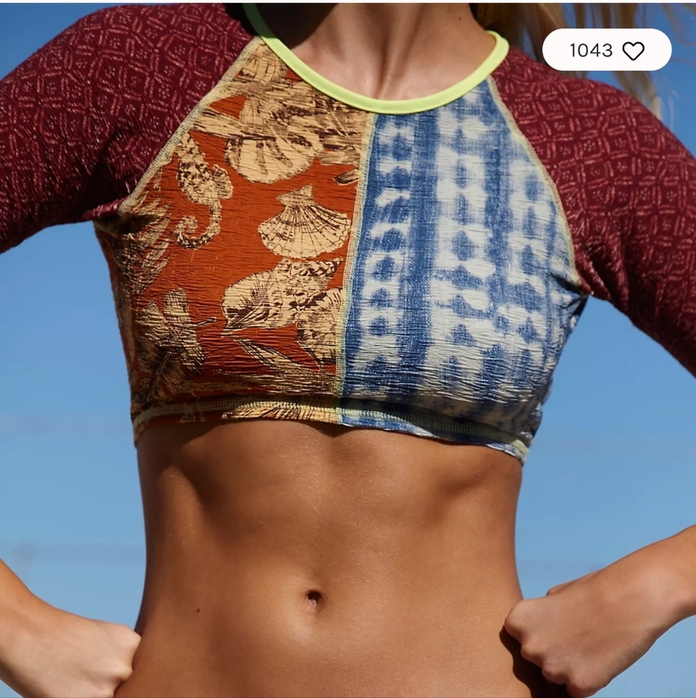 Free People Multicolor Patchwork Swim Top